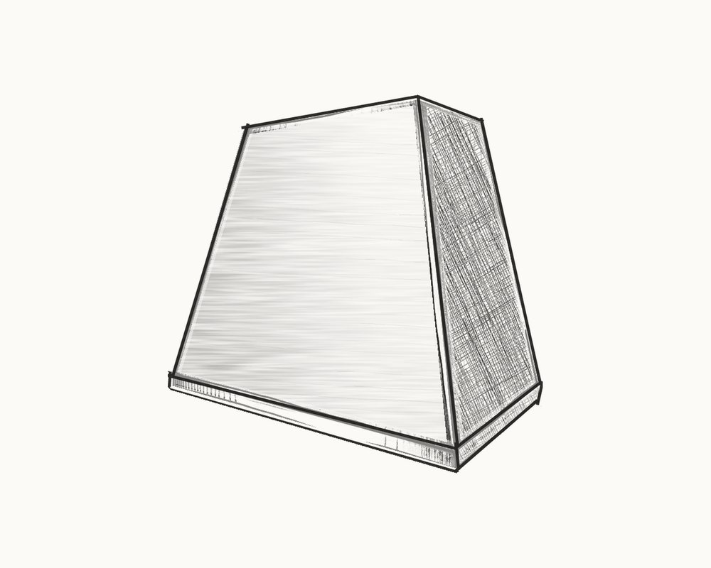 Sketch of a tapered box hood on a slim base band